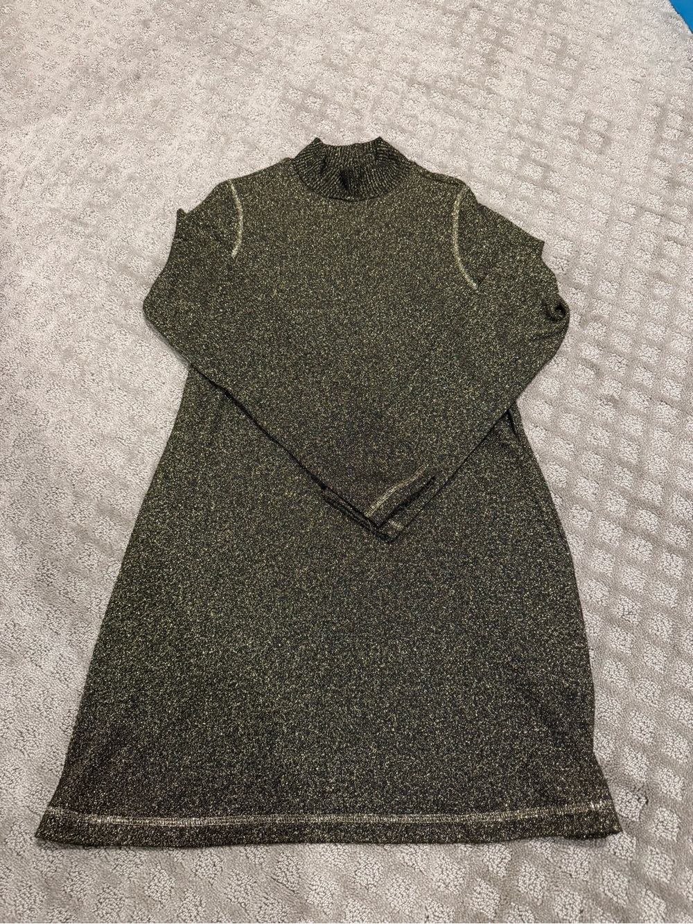 Michael Stars Metallic Mock Neck Long Sleeve Dress